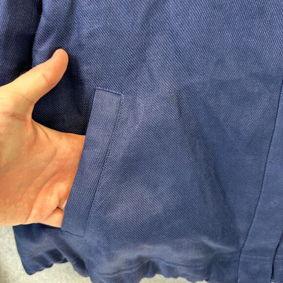 Chico's Short Linen Utility Jacket Womens Size 3 Navy Blue Snap Front 3/4 Sleeve - Picture 4 of 14